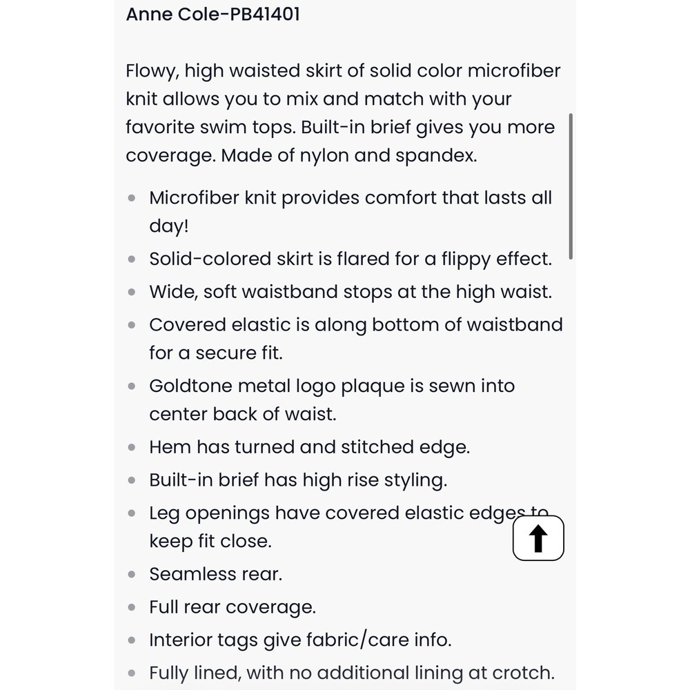 Anne Cole Plus Size Live In Color Rock Skirt Swim Bottom Navy Blue 20W 1X 2X - Picture 2 of 9